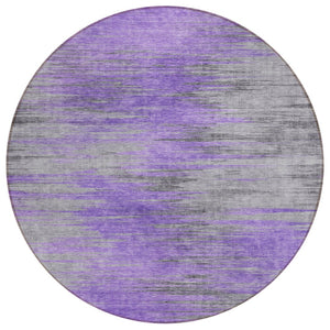HomeRoots 5' Modern Abstract Area Rug in Purple, Gray & Charcoal - Durable, Washable, Indoor/Outdoor Versatility 8' Round 587172