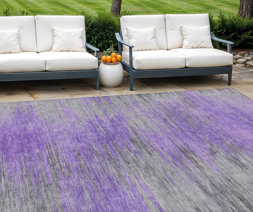 HomeRoots 9' Abstract Washable Area Rug in Purple, Gray, and Charcoal - Stylish, Durable, Indoor/Outdoor Use 9' X 12' 587174