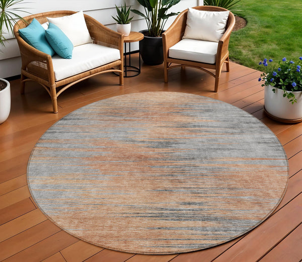 Homeroots 3' Denim Blue Abstract Washable Indoor Outdoor Area Rug - Stylish, Durable, And Easy To Maintain 8' Round Polyester 587178