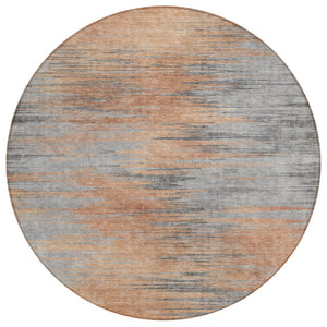 HomeRoots 5' Salmon Gray and Charcoal Abstract Rug - Durable, Washable Area Rug for Indoor and Outdoor Use 8' Round 587178