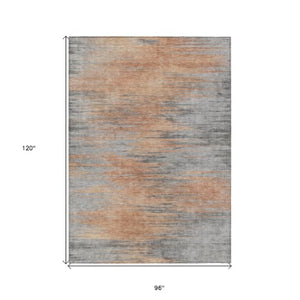 Homeroots 3' Denim Blue Abstract Washable Indoor Outdoor Area Rug - Stylish, Durable, And Easy To Maintain 8' X 10' Polyester 587179