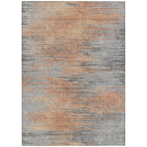 HomeRoots 5' Salmon Gray and Charcoal Abstract Rug - Durable, Washable Area Rug for Indoor and Outdoor Use 8' X 10' 587179