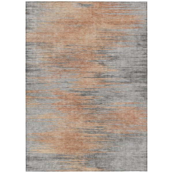 HomeRoots 5' Salmon Gray and Charcoal Abstract Rug - Durable, Washable Area Rug for Indoor and Outdoor Use 8' X 10' 587179