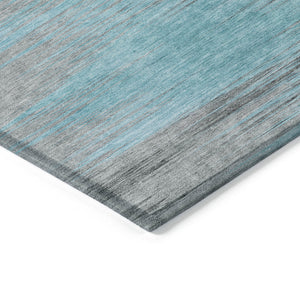 Homeroots 3' Denim Blue Abstract Washable Indoor Outdoor Area Rug - Stylish, Durable, And Easy To Maintain 3' X 5' Polyester 587182