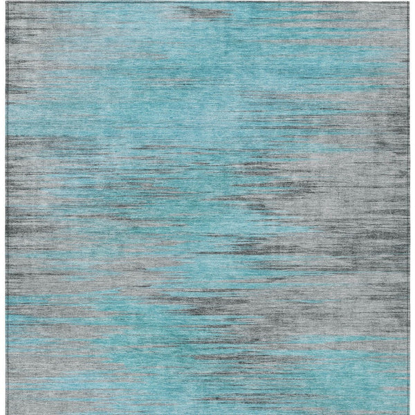 Homeroots 3' Denim Blue Abstract Washable Indoor Outdoor Area Rug - Stylish, Durable, And Easy To Maintain 5' X 8' Polyester 587183
