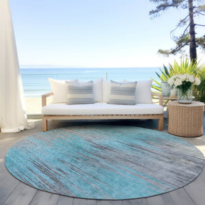 Homeroots 3' Denim Blue Abstract Washable Indoor Outdoor Area Rug - Stylish, Durable, And Easy To Maintain 8' Round Polyester 587184