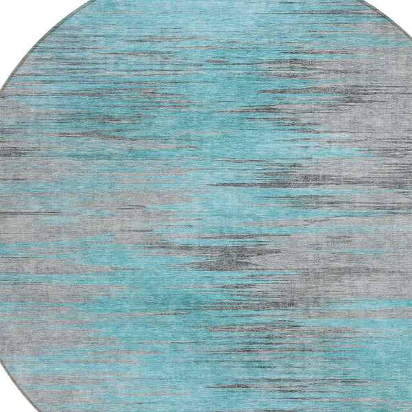 Homeroots 3' Denim Blue Abstract Washable Indoor Outdoor Area Rug - Stylish, Durable, And Easy To Maintain 8' Round Polyester 587184