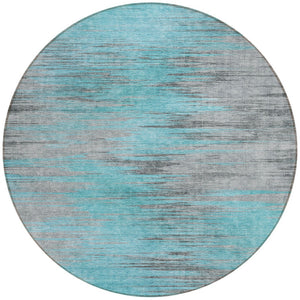 Homeroots 3' Denim Blue Abstract Washable Indoor Outdoor Area Rug - Stylish, Durable, And Easy To Maintain 8' Round Polyester 587184
