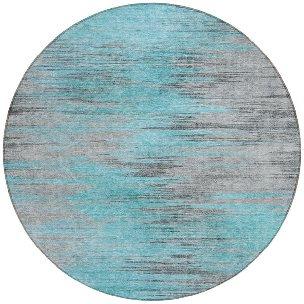 Homeroots 3' Denim Blue Abstract Washable Indoor Outdoor Area Rug - Stylish, Durable, And Easy To Maintain 8' Round Polyester 587184