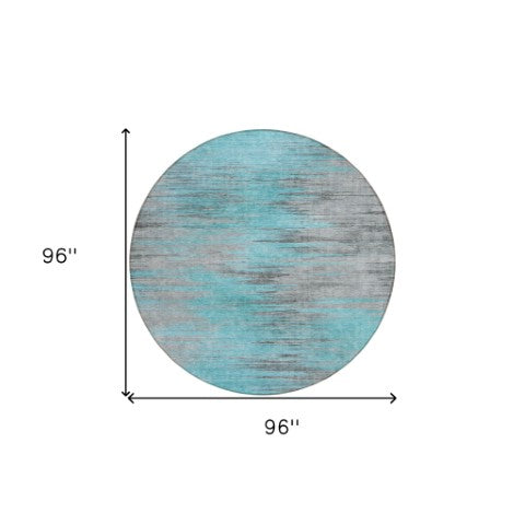 Homeroots 3' Denim Blue Abstract Washable Indoor Outdoor Area Rug - Stylish, Durable, And Easy To Maintain 8' Round Polyester 587184