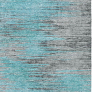 Homeroots 3' Denim Blue Abstract Washable Indoor Outdoor Area Rug - Stylish, Durable, And Easy To Maintain 8' X 10' Polyester 587185
