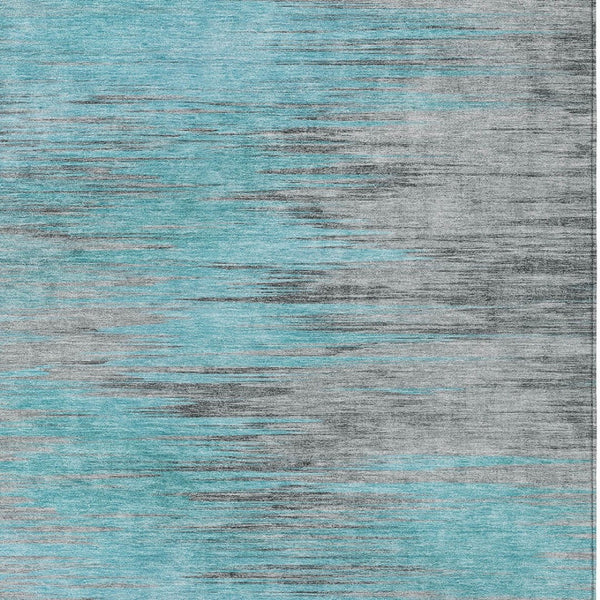 Homeroots 3' Denim Blue Abstract Washable Indoor Outdoor Area Rug - Stylish, Durable, And Easy To Maintain 8' X 10' Polyester 587185