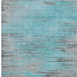 Homeroots 3' Denim Blue Abstract Washable Indoor Outdoor Area Rug - Stylish, Durable, And Easy To Maintain 9' X 12' Polyester 587186