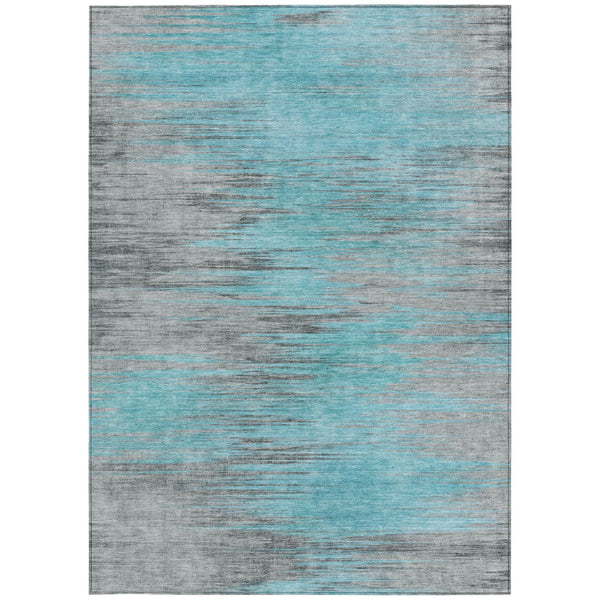Homeroots 3' Denim Blue Abstract Washable Indoor Outdoor Area Rug - Stylish, Durable, And Easy To Maintain 10' X 14' Polyester 587187