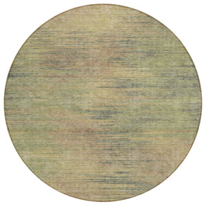 HomeRoots 5' Washable Abstract Indoor Outdoor Area Rug in Artichoke Green and Gold - Durable, Stylish Addition 8' Round 587190