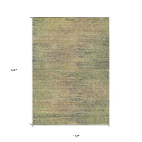 Homeroots 3' Artichoke Green Fern Abstract Washable Rug For Indoor Outdoor Spaces - Durable & Stylish Design 9' X 12' Polyester 587192