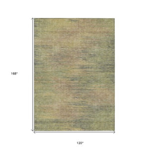 Homeroots 3' Artichoke Green Fern Abstract Washable Rug For Indoor Outdoor Spaces - Durable & Stylish Design 10' X 14' Polyester 587193