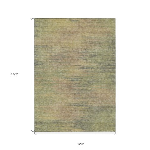 Homeroots 3' Artichoke Green Fern Abstract Washable Rug For Indoor Outdoor Spaces - Durable & Stylish Design 10' X 14' Polyester 587193