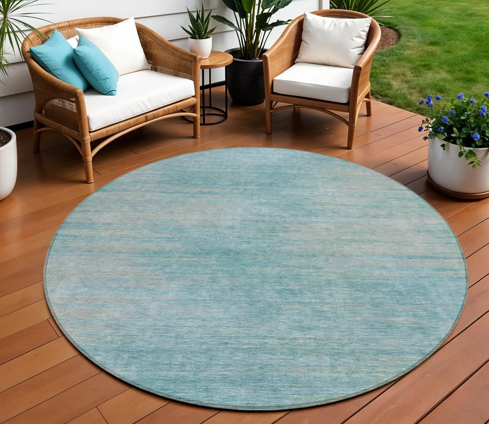 Homeroots 3' Artichoke Green Fern Abstract Washable Rug For Indoor Outdoor Spaces - Durable & Stylish Design 8' Round Polyester 587196