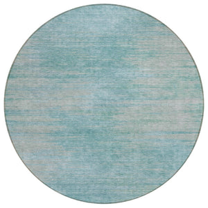 HomeRoots 5' Abstract Aqua Teal Blue and Gray Washable Area Rug for Indoor and Outdoor High-Traffic Spaces 8' Round 587196