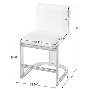 English Elm Modern Linen Upholstered Counter Stools Set of 2 with Rubberwood Legs for Kitchen Island Beige,Walnut N762P395711D
