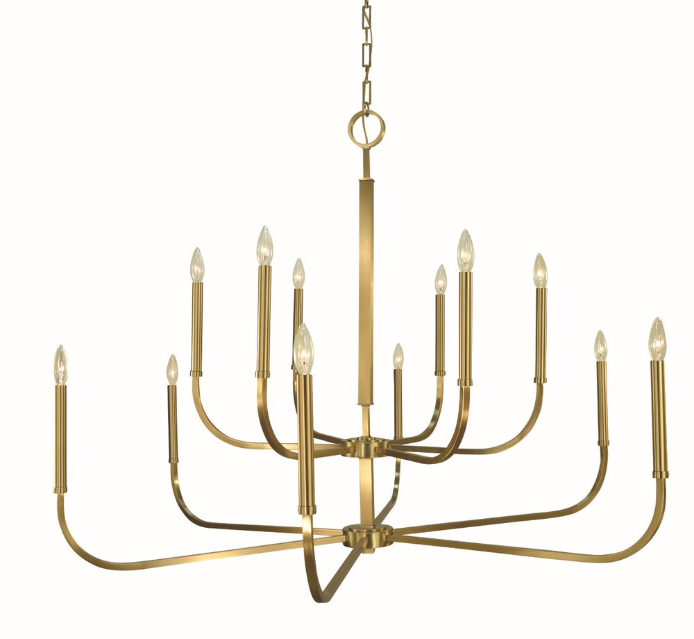 Framburg 12-light Brushed Brass Manhattan Chandelier - Handcrafted Elegance For Modern Dining Spaces Brushed Brass Metal 5872 Br