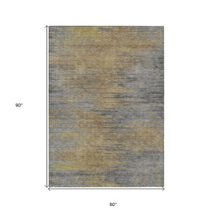 Homeroots 3' Artichoke Green Fern Abstract Washable Rug For Indoor Outdoor Spaces - Durable & Stylish Design 5' X 8' Polyester 587201