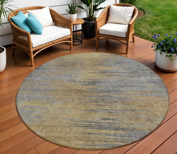 Homeroots 3' Artichoke Green Fern Abstract Washable Rug For Indoor Outdoor Spaces - Durable & Stylish Design 8' Round Polyester 587202
