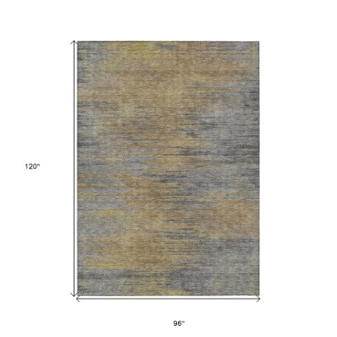 Homeroots 3' Artichoke Green Fern Abstract Washable Rug For Indoor Outdoor Spaces - Durable & Stylish Design 8' X 10' Polyester 587203