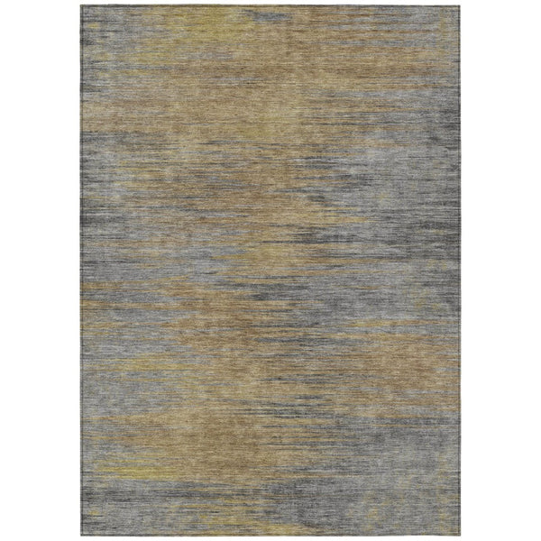 HomeRoots 5' Abstract Area Rug in Brown, Gold & Taupe - Durable, Washable Design for Indoor & Outdoor Spaces 8' X 10' 587203