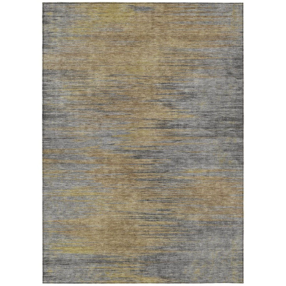HomeRoots 9' Washable Indoor Outdoor Area Rug in Brown Gold and Taupe - Contemporary Abstract Design for Versatile Use 9' X 12' 587204