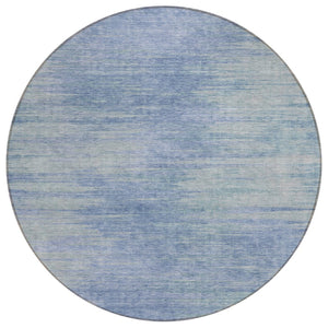 HomeRoots 5' Abstract Denim Blue and Sky Blue Washable Area Rug for Indoor and Outdoor Spaces, Durable Design 8' Round 587208