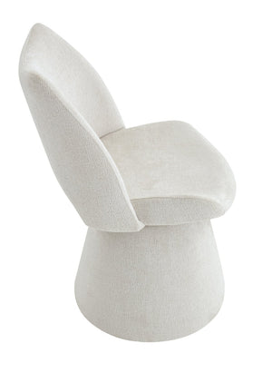 English Elm Modern Chenille Linen Accent Chair Sculptural Hollow Back Swivel Seat for Dining Vanity Off White W3493P452649