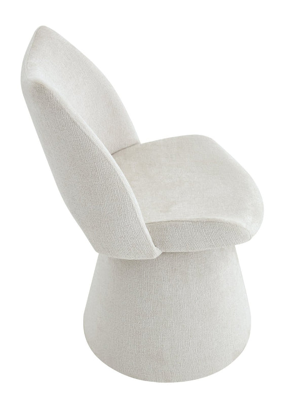 English Elm Modern Chenille Linen Accent Chair Sculptural Hollow Back Swivel Seat for Dining Vanity Off White W3493P452649