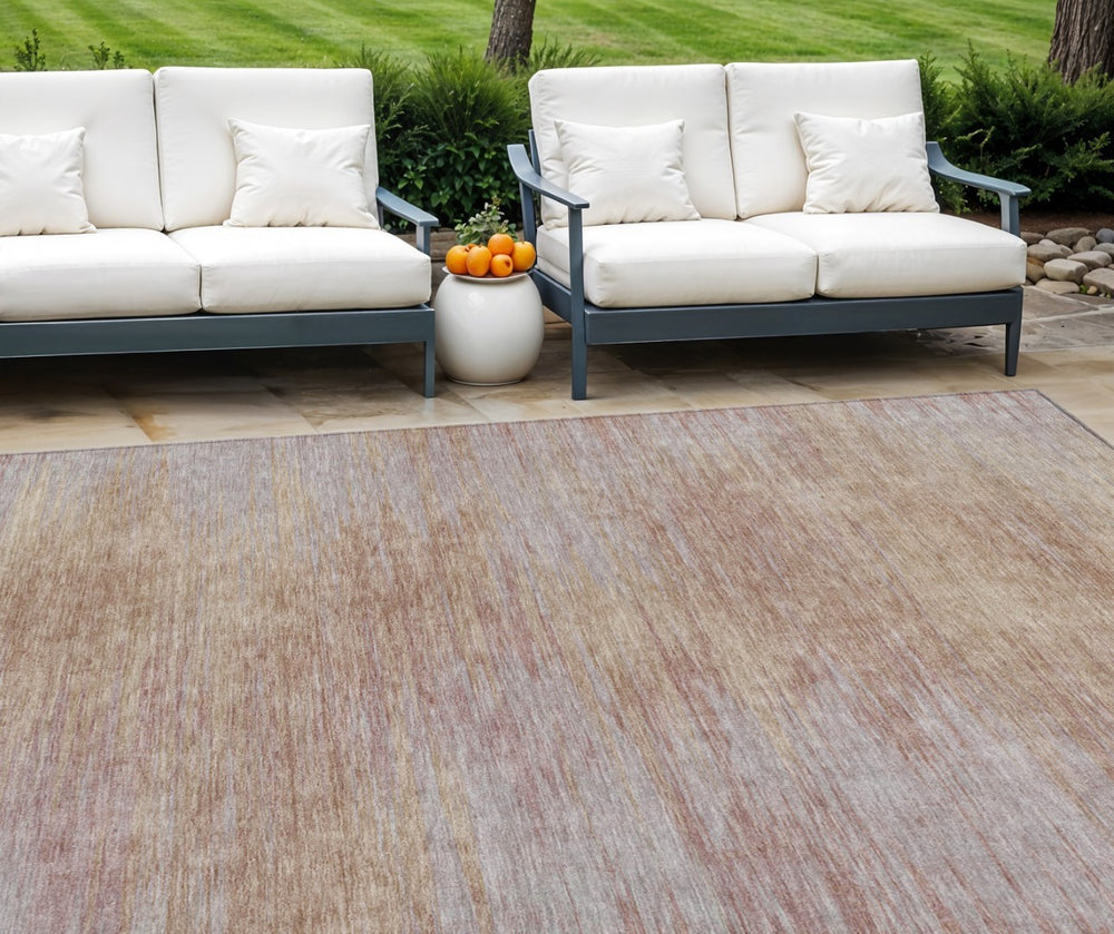 HomeRoots 5' Versatile Merlot and Beige Abstract Area Rug for Indoor/Outdoor Use – Durable and Washable Design 8' X 10' 587215