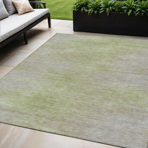 Homeroots 3' Artichoke Green Fern Abstract Washable Rug For Indoor Outdoor Spaces - Durable & Stylish Design 5' X 8' Polyester 587225