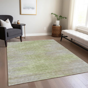 Homeroots 3' Artichoke Green Fern Abstract Washable Rug For Indoor Outdoor Spaces - Durable & Stylish Design 5' X 8' Polyester 587225