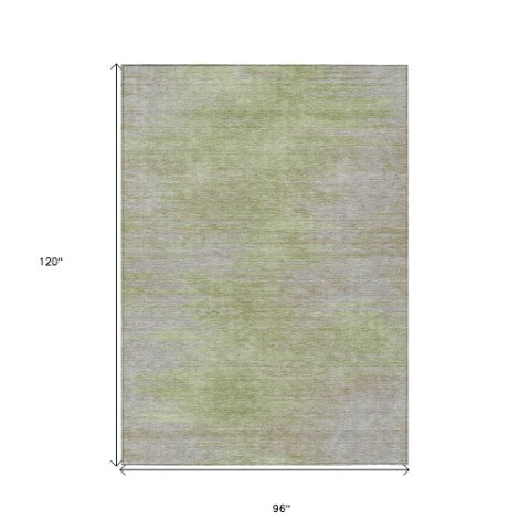 Homeroots 3' Artichoke Green Fern Abstract Washable Rug For Indoor Outdoor Spaces - Durable & Stylish Design 8' X 10' Polyester 587227