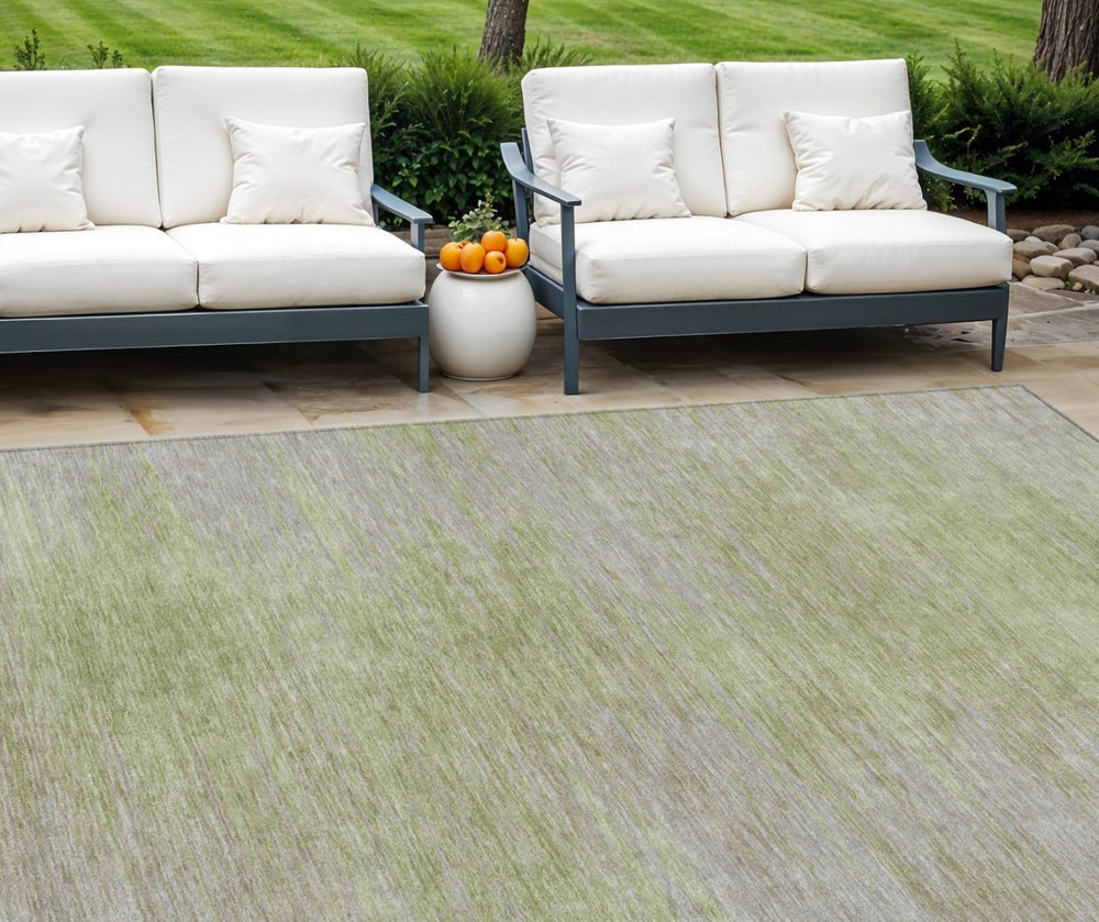 HomeRoots 5' Abstract Sage and Artichoke Green Area Rug - Stylish, Washable, Durable for Indoor and Outdoor Use 8' X 10' 587227