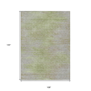 Homeroots 3' Artichoke Green Fern Abstract Washable Rug For Indoor Outdoor Spaces - Durable & Stylish Design 9' X 12' Polyester 587228