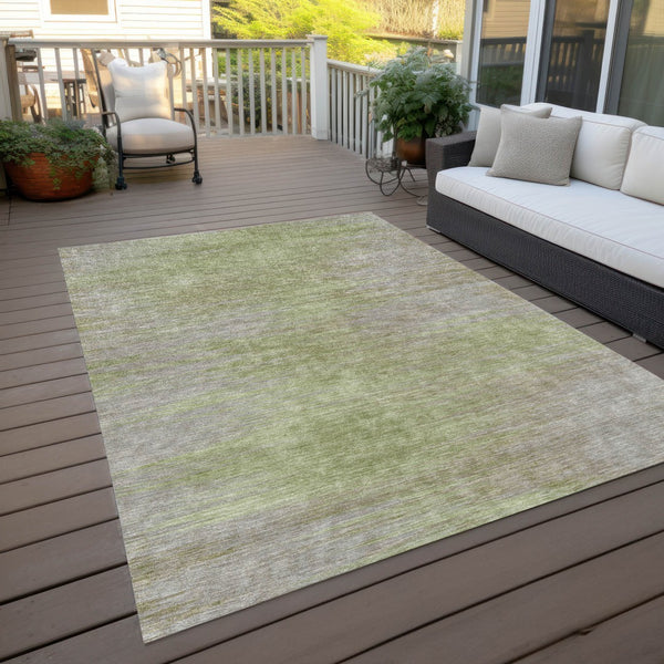Homeroots 3' Artichoke Green Fern Abstract Washable Rug For Indoor Outdoor Spaces - Durable & Stylish Design 9' X 12' Polyester 587228