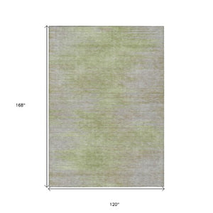 Homeroots 3' Artichoke Green Fern Abstract Washable Rug For Indoor Outdoor Spaces - Durable & Stylish Design 10' X 14' Polyester 587229