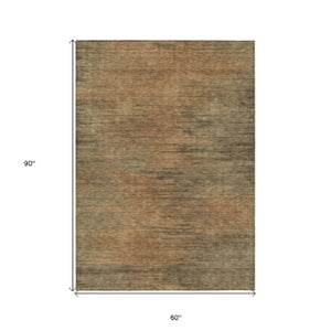 Homeroots 3' Artichoke Green Fern Abstract Washable Rug For Indoor Outdoor Spaces - Durable & Stylish Design 5' X 8' Polyester 587231