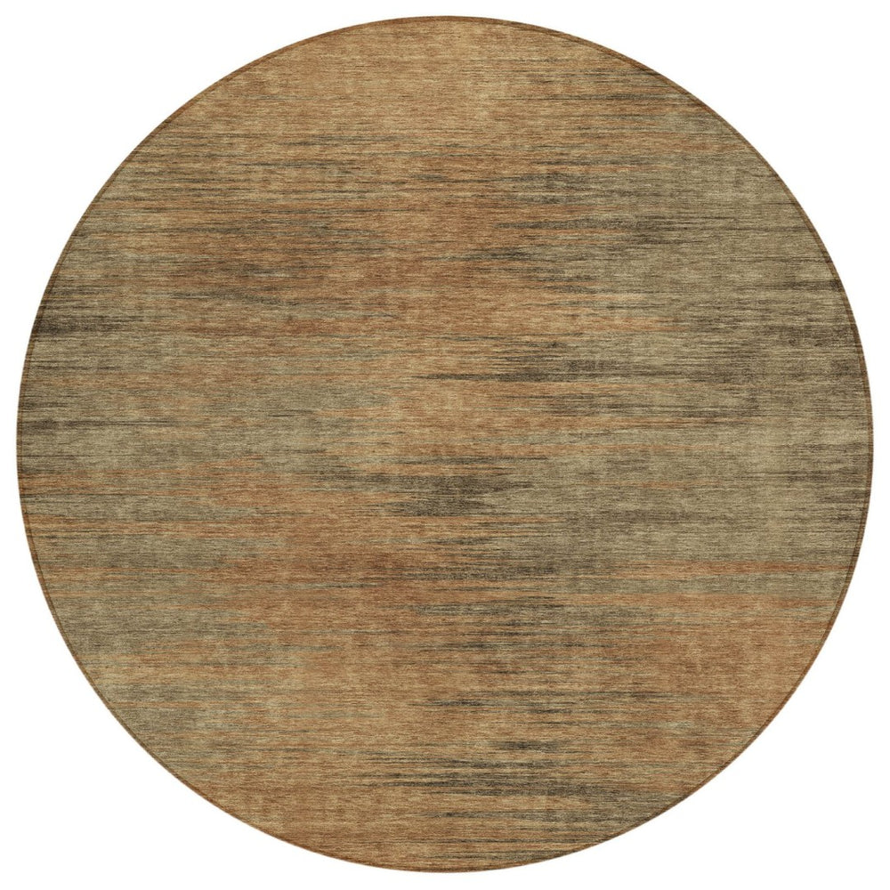 HomeRoots 5' Terra Cotta Brown and Copper Abstract Area Rug – Stylish, Washable for Indoor and Outdoor Use 8' Round 587232