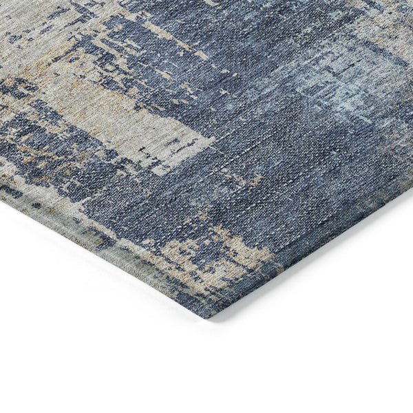 Homeroots 3' Stylish Brown Taupe And Navy Blue Abstract Washable Indoor Outdoor Area Rug For Versatile Spaces 8' X 10' Polyester 587245