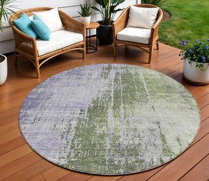 Homeroots 3' Stylish Brown Taupe And Navy Blue Abstract Washable Indoor Outdoor Area Rug For Versatile Spaces 8' Round Polyester 587250