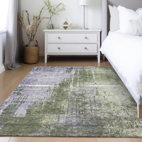 Homeroots 3' Stylish Brown Taupe And Navy Blue Abstract Washable Indoor Outdoor Area Rug For Versatile Spaces 9' X 12' Polyester 587252