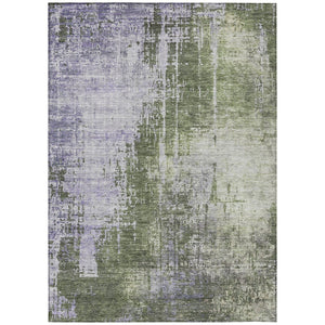 HomeRoots 5' Abstract Olive Green and Purple Area Rug - Washable, Durable Design for Indoor and Outdoor Use 10' X 14' 587253