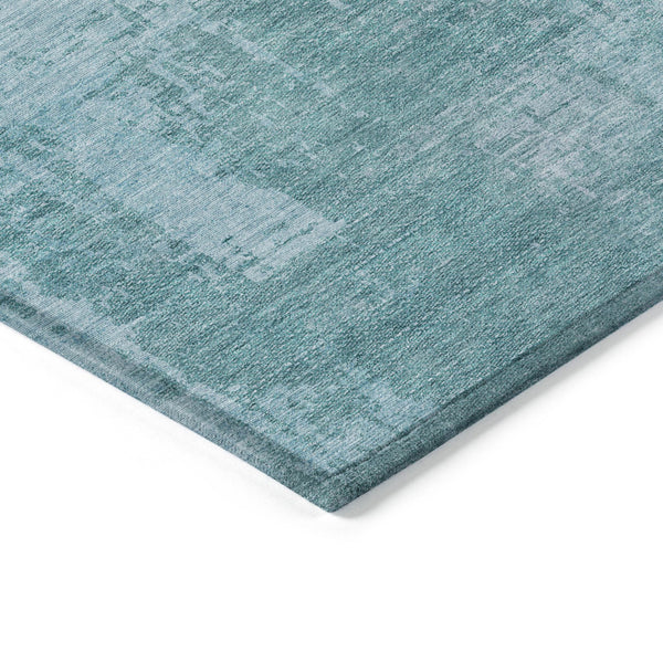 Homeroots 3' Aqua Teal Blue And Gray Abstract Washable Rug For Stylish Indoor And Outdoor Spaces, Durable Design 3' X 5' Polyester 587254