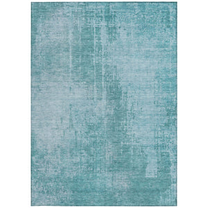 Homeroots 3' Aqua Teal Blue And Gray Abstract Washable Rug For Stylish Indoor And Outdoor Spaces, Durable Design 5' X 8' Polyester 587255